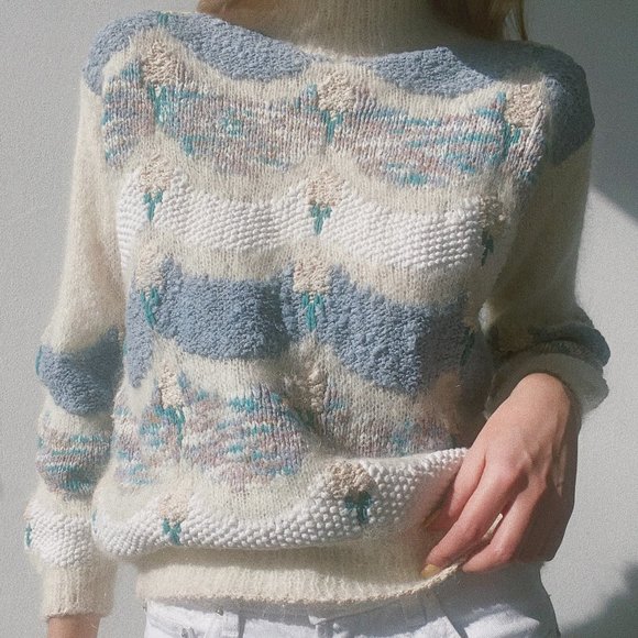 Vintage Scenic Hand Knit Sweater - Picture 1 of 4